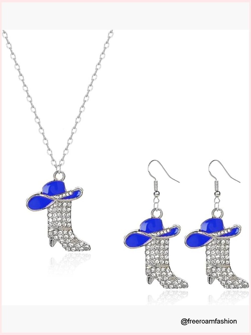 Sparkly Rhinestone Cowgirl Necklace and Earrings Set Western Jewelry
